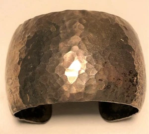 Simon Garcia Santa Fe gehämmertes Armband aus Sterlingsilber 1,5 Zoll breit - Bild 1 von 7