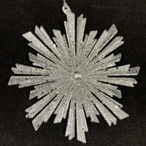Silver Star glitter starburst Ornament Christmas Large 6" - Picture 1 of 5
