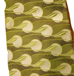 Altea Milano Woven Silk Green Cream Leaf Moon Lunar Neck Tie Hand Made in Italy - Picture 1 of 5