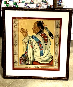 Original Vtg Poster Empire Builder Train Crow Chief Blackfeet Indian Montana (EY - Picture 1 of 9