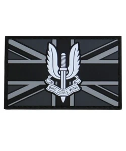Union Jack Flag Special Air Service SAS PVC Rubber Morale Patch Black & White - Picture 1 of 2