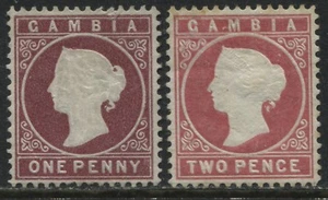 Gambia QV 1880 1d maroon & 1d rose unused no gum - Foto 1 di 1