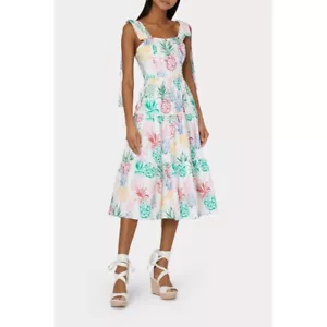 NWT!! MILLY Ellery Tiered Pineapple Print Midi Dress Poplin Colorful Size 8 - Picture 1 of 15