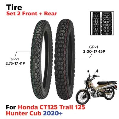 Motorcycle Tire Front+Rear 2.75-17 3.00-17 Honda CT125 Trail125 Hunter Cub 20-24 Foto 1 de 4