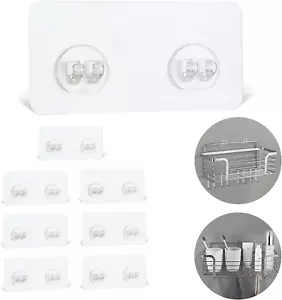 8 Pack Shower Caddy Adhesive Hooks Replacement, Strong Sticker Hooks for Bathroo - Picture 1 of 12