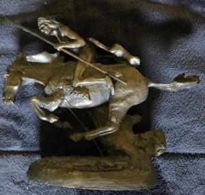 Frederic Remington Reproduction Bronze Native American Rearing Horse w/ Spear - Picture 1 of 15