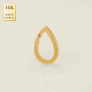 14K REAL Solid Gold Teardrop Charm Clicker Carabiner Enhancer Pendant Holder - Picture 1 of 4