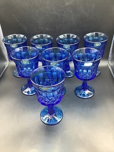 Vintage Noritake "PERSPECTIVE" Cobalt Blue Water Goblets, 6-1/2" Japan Set Of 8 - Picture 1 of 10