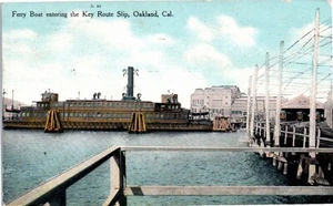 Oakland, CA - Ferry Boat entering the Key Route Slip Postcard Posted 1910 - Picture 1 of 2
