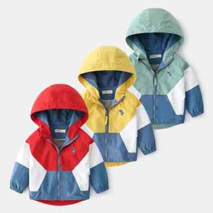 Jackets for Boys Hooded Patchwork Kids Boy Windbreaker Autumn Coats 2-6 Years - Picture 1 of 26