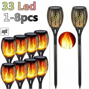 Solar LED Flame Flickering Torch Lights Waterproof Outdoor Garden Path Lawn Lamp - Picture 1 of 17