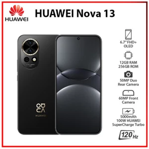 (New) Hwei Nova 13 12GB+256GB BLACK Dual SIM Unlocked Android Cell Phone - Afbeelding 1 van 6