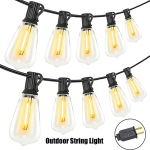 Outdoor String Lights 50ft LED ST38 Warm Edison String Lights Outdoor, US Ship - Picture 1 of 10