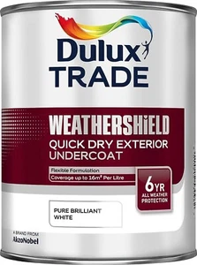 Dulux Weathershield - Undercoat - Pure Brilliant White - 1L Quick Dry Exterior - Picture 1 of 1