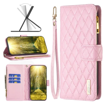 Zipper Leather Card Wallet Flip Case Stand Bag Cover Strap Hot For Various Phone - Image 1 of 4