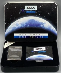 1999 ZIPPO LIGHTER "MILLENNIUM EDITION" TITANIUM- ONE WORLD ONE FUTURE - Picture 1 of 5