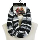 Cuddl Duds Women's Gray, White & Black Stripe Winter Infinity Scarf Eyelash Knit