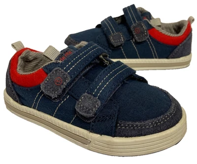 STRIDE RITE Niños Pequeños Logan Doble Correa Lona Tenis Zapatos-Azul Marino/Rojo (Talla 7) Foto 1 de 4