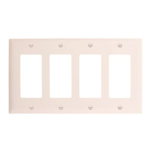 PASS & SEYMOUR TP264-LA DECORATOR WALL PLATE, 4-GANG, LT ALMOND (10-PACK) - Picture 1 of 3