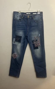 Code Bleu Jeans Gracie Bestie 10 Patchwork Embroidered Ankle - Picture 1 of 7