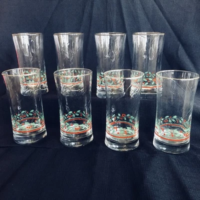 Arby's Vintage Libbey Glasses Holly Berry Water Glass 1980's Christmas Set of 8 - Image 1 of 3