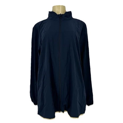 Chaqueta J. Jill Fit Grande Alta Mujer Azul Marino Cremallera Completa Forrada Ligera Z13 Foto 1 de 4