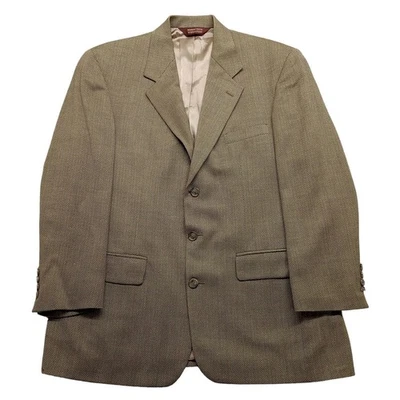 Traje Chaqueta Nordstrom Para Hombre 40R Marrón Chevron 3 Botones Lana Foto 1 de 4