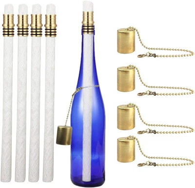 14 Inch Outdoor Garden Lighting Diy Wine Bottle Torch Set With Brass Holders - Image 1 of 4