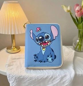 NEW DISNEY STITCH ‘BUTTERFLY’ ZIP UP PURSE FAUX LEATHER DEEP BLUE WALLET CUTE - Picture 1 of 6
