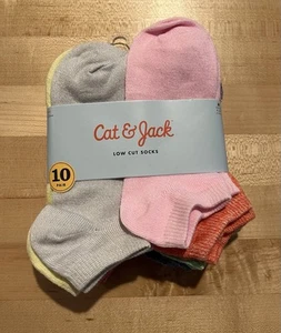 Cat & Jack 10 Pairs Low Cut Socks M Shoe Sizes 9-2.5 Multicolor NWT - Picture 1 of 5