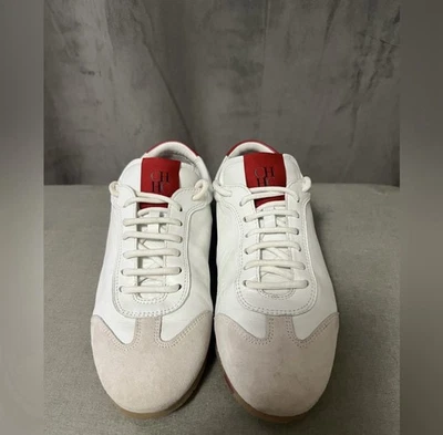 CH Carolina Herrera  White Leather Trainers with Red Accents Size 37 - Image 1 of 4