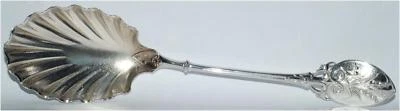 RARE GORHAM STERLING SALAD SPOON LILY c 1870 GOLD WASH - Image 1 of 4