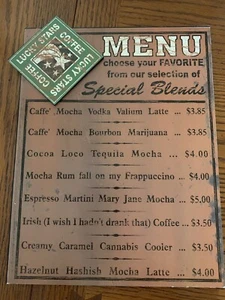 Ohio Wholesale ~ Wall Art Plaque~ LUCKY STARS - SPECIAL BLENDS MENU~Rustic Look - Picture 1 of 8