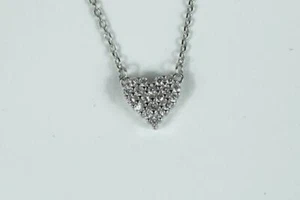 WHITE GOLD FINISH Created Diamond Embedded Heart Cut Heart Shaped Pendant - Picture 1 of 6