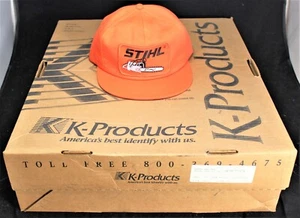 K-Products Stihl Chainsaw All-Orange Snapback Trucker Hat - Patch - Vintage- NOS - Picture 1 of 10