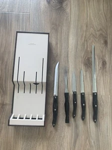 Vintage Cutco 5 Piece Knife Set 1721 1724 1726 1729 2120 In Hanging Holder Brown - Picture 1 of 7