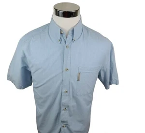 Columbia Button Down Shirt Mens Medium Blue Checks Short Sleeve 100% Cotton - Picture 1 of 8