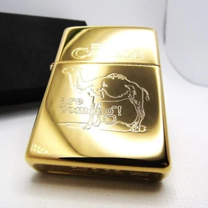 The Camels are coming! 22K Gold Plate Zippo Oil Lighter 1997 Mint Rare - Picture 1 of 9