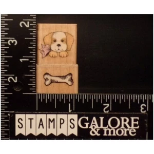 Stampendous HERO ARTS Rubber Stamps MINI SM SET 2 PEEKING PUPPY & DOG BONE #W16 - Picture 1 of 4