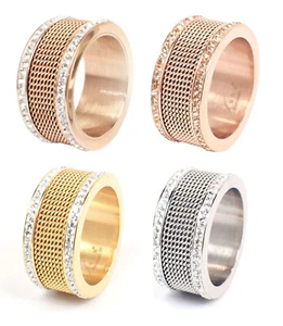 Edelstahlring Damen Ring 11mm breit rosegold silber gold Zirconia Steinen Brand - Bild 1 von 5