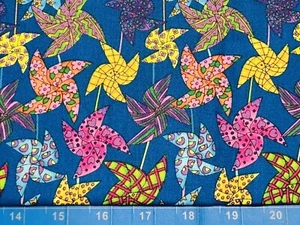 Tina Scrap 9"x21" Abstract Geometric Colorful Pinwheel Toy Fun Cotton Fabric - Picture 1 of 1