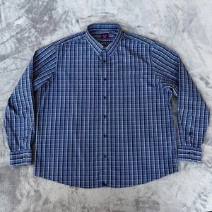 Untuckit Shirt Mens XXXL Blue Plaid Button Up 100% Cotton Wrinkle Free - Picture 1 of 9