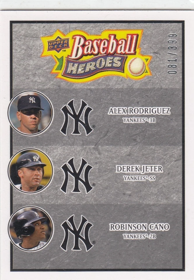 Derek Jeter Cano Rodríguez UD Heroes 2008 carbón paralelo/399 - #188 Foto 1 de 1