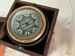 Vintage Wilcox Crittenden Nautical Gimbal Compass in Original Wood Box - Picture 1 of 5