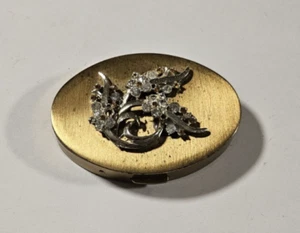 Vintage Puderspiegel kompakt Kosmetik Mid Cen goldfarben Strass Make-up 50er Kunst - Bild 1 von 5