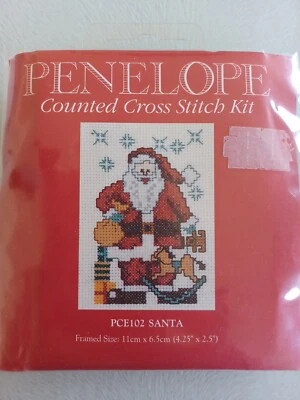 NEW, UNUSED, PENELOPE/ANCHOR, COUNTED CROSS STITCH KIT. 'SANTA'. - Image 1 of 2