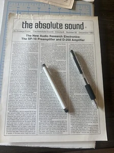 AUDIO RESEARCH AR SP-10 D-250 Amplifier Preamp ABSOLUTE SOUND review 1983 - Picture 1 of 3