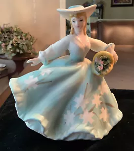 Lefton China Planter Bonnet Girl Blue And White Dress Figural 3000B - Picture 1 of 12