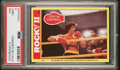 PSA 9 1979 Rocky II #55 Rocky Balboa Rookie Card Sylvester Stallone Topps Mint - Image 1 of 3