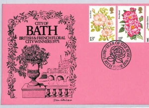 GB QEII Cover BATH FLORAL CITY 1976 Year of the Rose Illustrated Flowers ZM115 - Picture 1 of 9